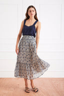 Wren Skirt in Sapphire Vines