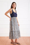 Wren Skirt in Sapphire Vines