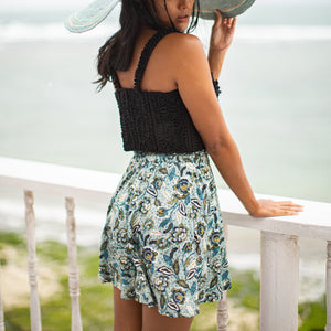 SEKAR Floral Batik Skorts In Sea Blue