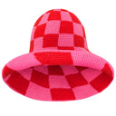 SHILO Checkered Crochet Hat In Red & Pink