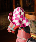 SHILO Checkered Crochet Hat In Pink & White