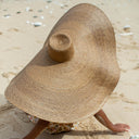 SOLANA Oversized Straw Hat In Toasted Beige