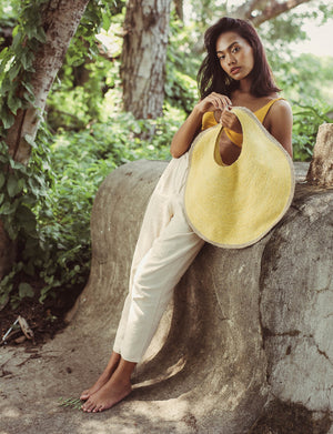 SOLO Citroen Jute Bag In Lemon Yellow