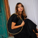 SOLO FIG Large Black Jute Bag With Gold Chain