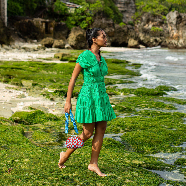 SRIKANDI Ruffle Dress In Kelly Green