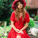 SRIKANDI Ruffle Dress In Scarlet Red