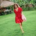 SRIKANDI Ruffle Dress In Scarlet Red