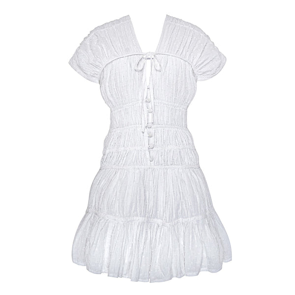 SRIKANDI Mini Ruffle Dress In White