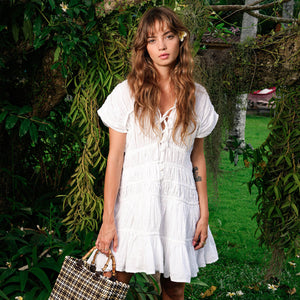 SRIKANDI Mini Ruffle Dress In White