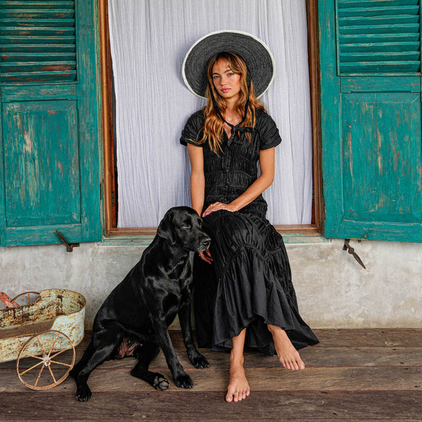 SRIKANDI Ruffle Maxi Dress In Black