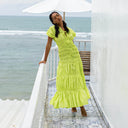 SRIKANDI Ruffle Maxi Dress In Lime Green