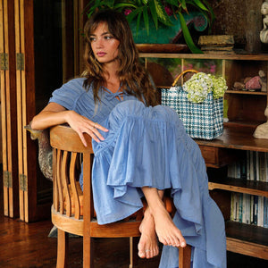 SRIKANDI Ruffle Maxi Dress In Princess Blue