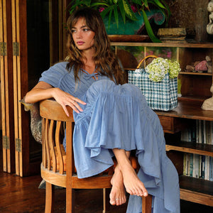 SRIKANDI Ruffle Maxi Dress In Princess Blue