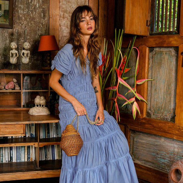 SRIKANDI Ruffle Maxi Dress In Princess Blue