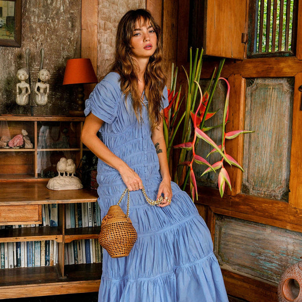 SRIKANDI Ruffle Maxi Dress In Princess Blue