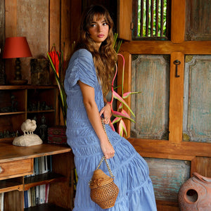 SRIKANDI Ruffle Maxi Dress In Princess Blue