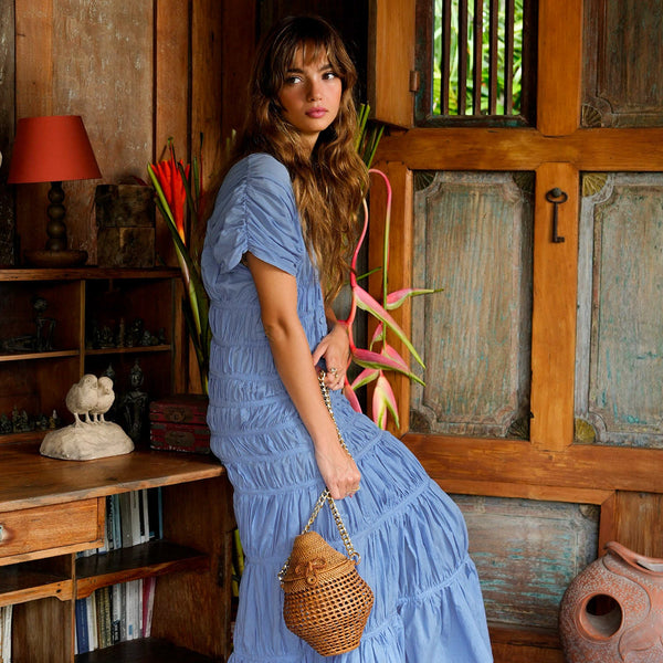 SRIKANDI Ruffle Maxi Dress In Princess Blue