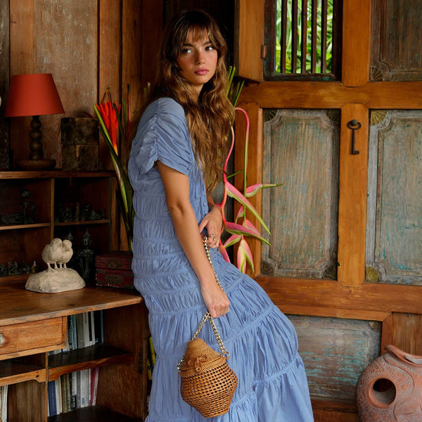 SRIKANDI Ruffle Maxi Dress In Princess Blue