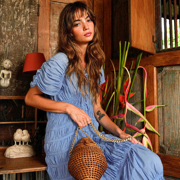 SRIKANDI Ruffle Maxi Dress In Princess Blue