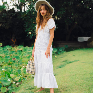 SRIKANDI Ruffle Maxi Dress In White