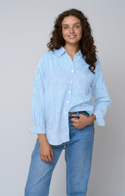 Good Boyfriend Shirt - Menswear Stripe Bluebird