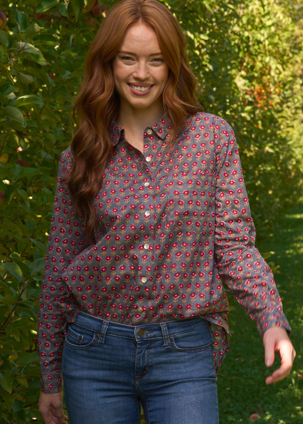 Good Boyfriend Shirt - Emory Floral Dove Grey