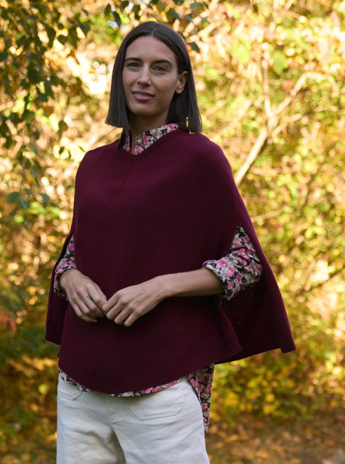 Marblehead Recycled Cashmere Capelet - Bordeaux