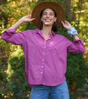 Good Boyfriend Shirt - Checkerboard Overdye Magenta on Natural