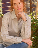 Good Boyfriend Shirt - Menswear Stripe Metallic Silver