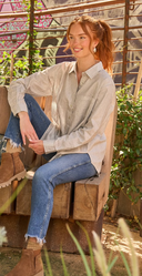 Good Boyfriend Shirt - Menswear Stripe Metallic Silver