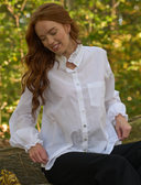 Good Girlfriend Shirt with Ruffle Trim White