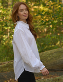 Good Girlfriend Shirt with Ruffle Trim White