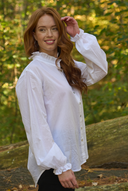 Good Girlfriend Shirt with Ruffle Trim White