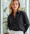 Good Boyfriend Shirt with Heart Pocket Black
