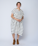Meadow Dress - Ikat Squares Natural Black