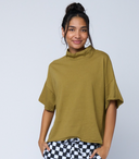 Mare Mock Neck Top - Olive Oil