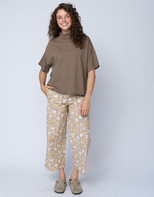 Mare Mock Neck Top - Warm Grey