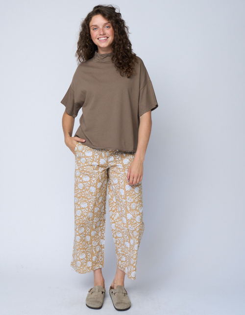 Mare Mock Neck Top - Warm Grey