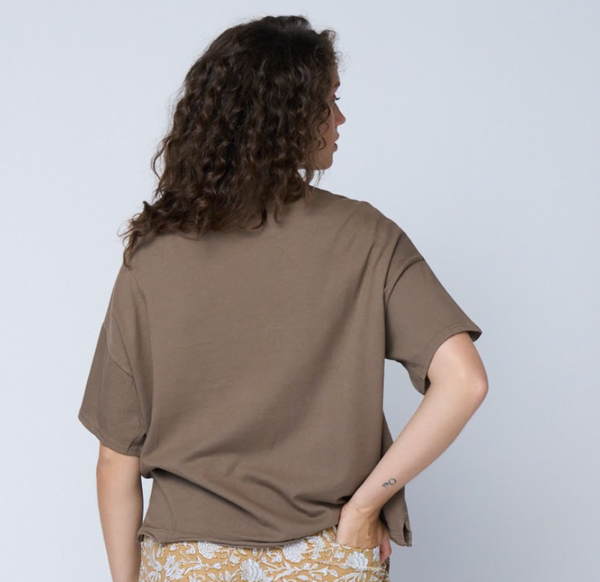 Mare Mock Neck Top - Warm Grey