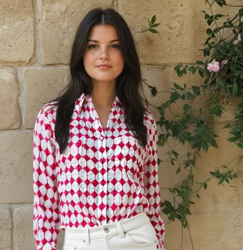 Good Boyfriend Shirt - Shibori Diamonds Rose