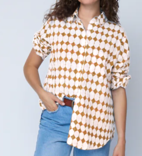 Good Boyfriend Shirt - Shibori Diamonds Baked Clay