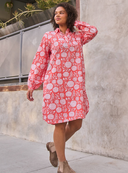 Good Boyfriend ShirtDress - Hydrangea Beauty Papaya