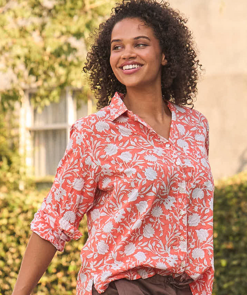 Good Boyfriend Shirt - Floral Escape Papaya and Olive