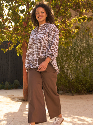 Relaxed Boyfriend Shirt Messy Dot - Pinecone