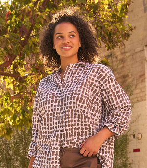 Relaxed Boyfriend Shirt Messy Dot - Pinecone