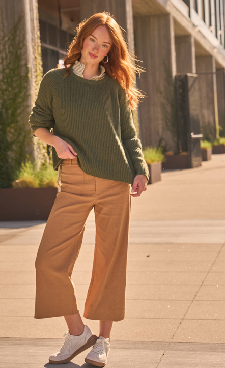Montauk Shaker Recycled Cashmere Sweater - Olive