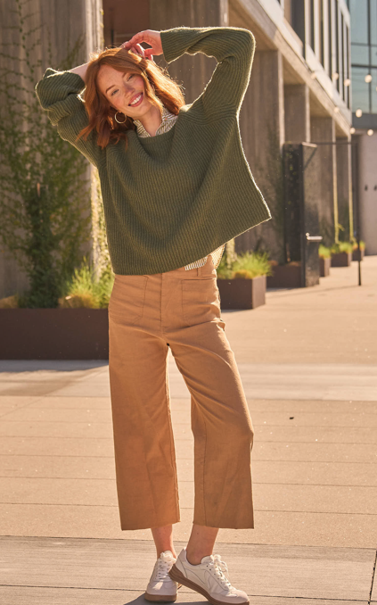 Montauk Shaker Recycled Cashmere Sweater - Olive