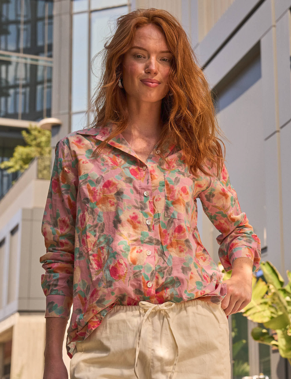 Good Boyfriend Shirt - Watercolor Floral Tickled Pink