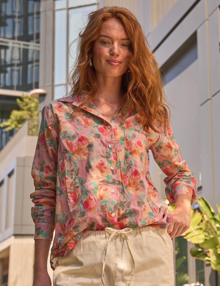 Good Boyfriend Shirt - Watercolor Floral Tickled Pink