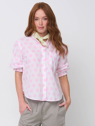 Good Girlfriend Shirt with Ruffle Trim - True Dot Tickled Pink